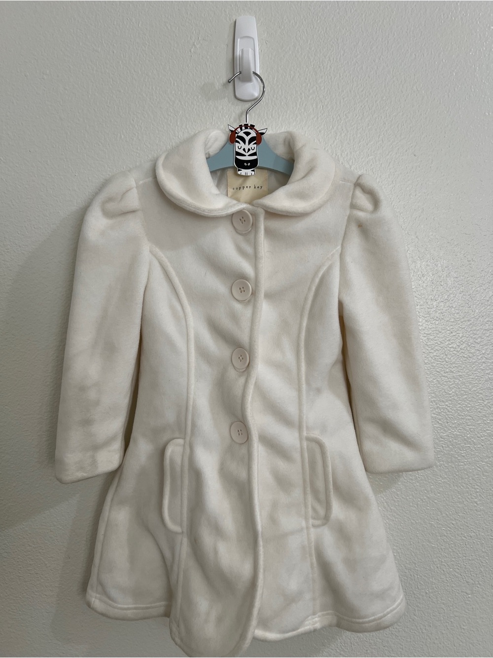 Copper Key Cream Peter Pan Collar Pea Coat